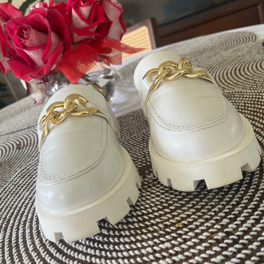Dream pair White Platform Chunky Loafer Super Comfy Mules Sz 7.5